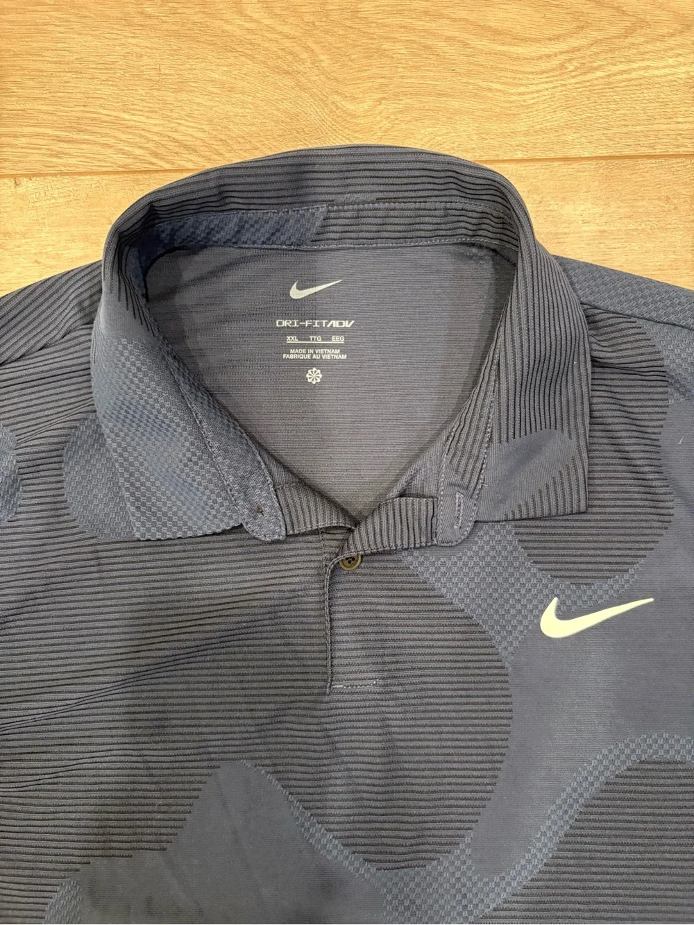 Nike x Malbon Golf Dri Fit ADV Tour Polo Shirt XXL Blue Camo